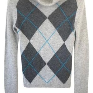 Theory Vargas Argyle Cashmere Turtleneck